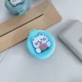 Mini Pettine Pieghevole Portatile A Cuscinetto D Aria Blu Con Carino Orso Spazzola Variante - Orsetto pesca su sfondo blu