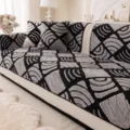 Black grey geometric plush sofa cover variant, bohemian style cozy flannel sofa seat cushion. - Armrest/Backrest Towel / 70x70cm / Gray