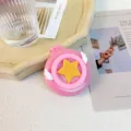 Portable folding makeup mirror comb cute star wings pink compact hair brush for daily use. - Small Wings