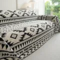 Fodera per divano boho spessa coperta geometrica nera e bianca per decoro casa - 180x130cm / Bianco