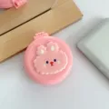 Mini spazzola per capelli pieghevole rosa con coniglietto carino cuscino d'aria per styling - Coniglietto rosa su sfondo rosa