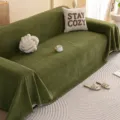 Funda de sofa de chenille universal lisa verde protector de muebles texturizado para salon - Verde