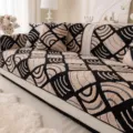 Bohemian tufted plush sofa cushion cover thick geometric living room warm seat protector slipcover - Armrest/Backrest Towel / 70x70cm / Coffee