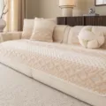 Thickened plush sofa cushion cover in beige cream color, soft warm winter home textile. - 70x70cm / Light Coffee
