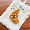 Cute plush croissant keychain pendant cartoon food bag charm fluffy doll ornament - Croissant Charm / Brown