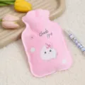 Cute pink plush hot water bag with lovely cloud pattern, soft hand warmer for winter. - Velvet Style - Cloud / 17*11cm Small Size