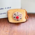 Cute plush toast coin purse with funny cookie face design and convenient hanging hook. - Square Style / Cookie