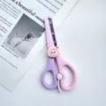 Cute cartoon children safety scissors for paper cutting DIY craft journaling pink purple - Pig