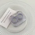 Transparante contactlensdoos dubbele doos draagbare verzorgingscontainer voor dagelijks gebruik. - Eenvoudig Paars