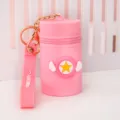 Pink silicone mini bucket bag keychain cute portable coin purse headphone storage bag - Pink Wing Stars