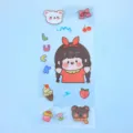 Süße Cartoon Aufkleber Bogen transparente Deko Sticker für Tagebuch Scrapbook Basteln - Kleines Mädchen in Rot