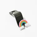 Niedlicher Regenbogen Auto Sitz Rucksitz Haken, schwarzer Kunststoff Aufhänger für Auto Organizer. - Weichplastik Regenbogen