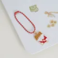 Joli porte-clés en métal de dessin animé, design chaîne à perles rouges, pendentif sac. - Chaîne à billes - Fille