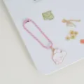 Porte-clés en métal de dessin animé mignon avec chaîne de perles roses et pendentif. - Chaîne à billes - Lapin blanc