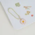 Cute daisy metal keychain bag charm aesthetic pendant key ring accessory yellow white - Ball Chain Style - Daisy