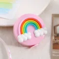 Cute pink rainbow mini retractable tape measure for body waist and clothing measurement. - Large Rainbow
