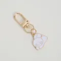 Cute cartoon metal keychain bag charm for students stylish accessory aesthetic key ring - Hook Style - White Rabbit