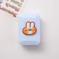 Süßer Cartoon Hase Kontaktlinsen Etui blau tragbare Doppelbox Reise Schönheit Begleiter Aufbewahrung - Weichgummi-Modell / Blaues Box Kaninchen