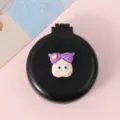 Brosse à cheveux pliable avec miroir, mini peigne de massage portable pour un usage quotidien. - Fille aux cheveux violets