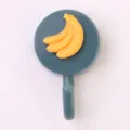 Cute Banana Cartoon Wall Hook Punch-Free Sticky Hook for Dormitory Room Key Holder - Resin Style - Banana on Blue Background