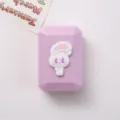 Süßer Cartoon Kaninchen Kontaktlinsenbehälter tragbare Doppelbox Mini Aufbewahrung - Weichgummi-Modell / Lila Box Kaninchen