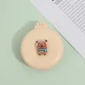 Brosse à cheveux coussin d'air pliable mignonne avec miroir, peigne de voyage beige pour femme - Jaune crème - Cochon d'Inde avec casque