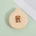 Petite brosse à cheveux pliable portable avec miroir et adorable design d'animal de dessin - Jaune crème - Cochon d'Inde gourmand