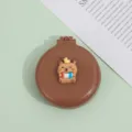 Brosse à cheveux coussin d'air pliable marron avec miroir, mini outil de coiffure portable. - Café au lait - Cochon d'Inde à blocs de couleurs