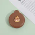 Jolie brosse à cheveux pliante marron avec miroir, mini peigne de massage portable. - Café au lait - Cochon d'Inde avec donut