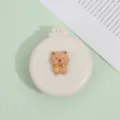 Mini brosse à cheveux pliante avec miroir, design ours mignon, brosse de massage coussin d'air. - Blanc crème - Cochon d'Inde avec sac à dos