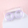 Tragbares Klares Kontaktlinsen-Etui mit Lila Ring und Pinzette fuer Taegliche Pflege. - S / Lila