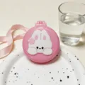 Portable folding hair brush with compact makeup mirror, cute pink bunny design for daily use. - Cherry Blossom Bunny