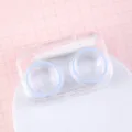 Tragbarer transparenter Kontaktlinsenbehälter mit Werkzeugen, minimalistische Pflegedose. - S / Blau
