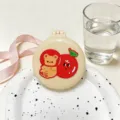 Portable folding air cushion hair brush with makeup mirror cute cartoon design travel daily use. - Fruit Bubble Bear