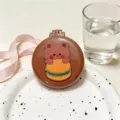 Cute portable folding air cushion hair brush with makeup mirror brown bear burger design - Burger Bear