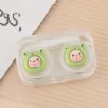 Estuche portátil transparente para lentes de contacto lindo animal de dibujos animados caja - Rana