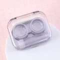 Transparent portable contact lens case with storage box, mini travel companion set for daily use. - L / Purple