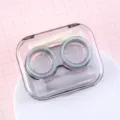 Portable clear contact lens case kit with double box and mini tweezers for daily eye care use. - L / Green