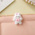Grazioso ciondolo resina coniglietto bianco fiocco rosa decorazione cover telefono DIY - Coniglietto con Fiocco