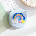 Kit de couture mini portable en bleu clair avec joli design arc-en-ciel 3D pour voyage. - Arc-en-ciel Bleu