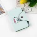 Frischer mintgrüner Kartenhalter mit Einhorn-Druck, Druckknopfverschluss für Ausweise und Bankkarten. - Kleine Bestie