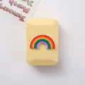 Boîte à lentilles de contact 3D arc-en-ciel mignonne mini double boîte jaune - Modèle en Caoutchouc Souple / Arc-en-ciel Base Jaune