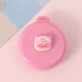 Mignonne brosse à cheveux pliante rose avec miroir, peigne coussin d'air de poche portable. - Poupée à grande bouche et chignon