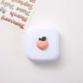 Estuche para lentes de contacto cuadrado portátil con diseño de durazno variante blanca - Melocotón en caja blanca