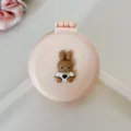 Portable foldable air cushion comb with mirror, cute mini pink hair brush for daily use. - Heart Bunny / Milk Yellow