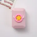Boîte à lentilles de contact de dessin animé mignonne mini boîte de rangement portable. - Modèle en Caoutchouc Souple / Fond Rose Petites Ailes