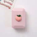 Étui de lentilles rose avec design de pêche 3D, mini double boîte portable de soin - Modèle en résine / Pêche Rose