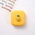 Estuche cuadrado amarillo para lentes de contacto con diseño de piña 3D portátil - Piña