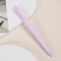 Macaron purple retractable gel pen, smooth black ink writing for students and daily office use. - Purple