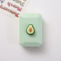 Etui de lentilles de contact avocat mignon boîte double portable mini voyage rangement lentilles - Modèle en résine / Avocat sur Fond Vert
